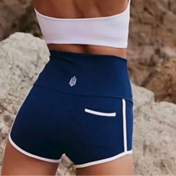 Free People Movement Womens Island Time Fitted Shorts Size L Blue Athletic Gym - Picture 8 of 8